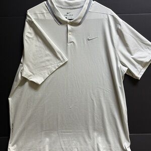 Nike Dri-Fit Men’s XL White/Gray Stripe Polo Shirt